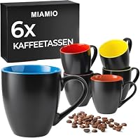 MIAMIO – MIAMIO - Kaffeetassen Set, Keramik (6x350ml, Schwarz-Bunt) -