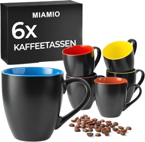 Produktfoto von MIAMIO - Kaffeetassen Set, Keramik (6x350ml, Schwarz-Bunt) - Le Papillon