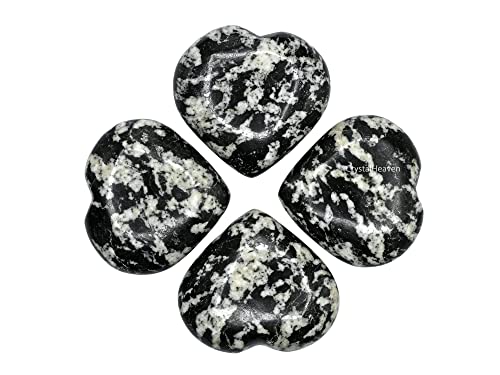 Image of Crystal Heaven Black And White Tourmaline Heart Palm Pebbles Stones For Anxiety Stress Relief Massage-Aaa Grade Original Healing Gemstone Agate Heart Palm Stone For Yoga Meditation Spiritual