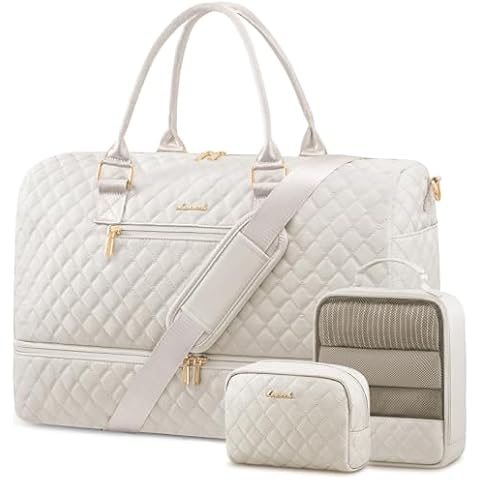 LOVEVOOK Travel Duffle Bag for Women, Weekender Overnight Bag with Shoe Compartment, Carry on Case with Toiletry Kit, Gym Duffel Bag with Wet Pocket, Hospital bags for Labor and Delivery, 3 Pcs Set Cover