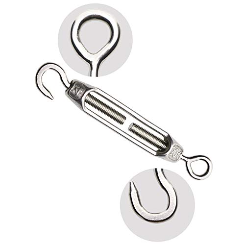 Penta Angel M4 Stainless Steel 304 Hook & Eye Turnbuckle Light Duty Hook Wire Rope Tension (10) #TOP2