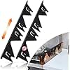Stainless Steel Stove Gap Covers,Stove Gap Filler, Range Trim Kit, Stove Gap Guards, Heat Resistant and Easy to Clean, Easy retractable Length 13.8" to 27.5", Width 0.79",Black(2PCS)