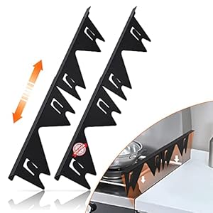 Stainless Steel Stove Gap Covers,Stove Gap Filler, Range Trim Kit, Stove Gap Guards, Heat Resistant and Easy to Clean, Easy retractable Length 13.8″ to 27.5″, Width 0.79″,Black(2PCS)