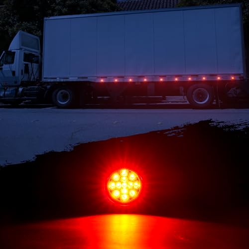PVerandio 8Pcs 2.5\" Red Round 13 LED Side Marker Clearance Lights with Light Grommet and 2-prong Wire Pigtail for Trailer Truck RV, Flush Mount, 12V, IP67 Waterproof