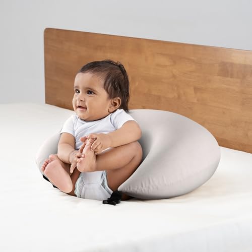 Image of Wakefit Nursing Pillow for Breastfeeding & Baby Care | 5 in 1 Feeding Pillow with Bamboo Waterproof Removable Cover | Super Soft & Machine Washable Waterproof Cover | Grey