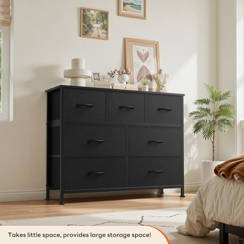 image for Sweetcrispy 7 Drawer Dresser with Fabric Bins Fabric Storage Tower Org
