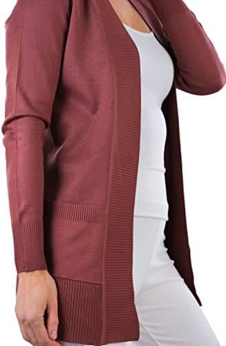 Image of ToBeInStyle Women's Long Sleeve Rib Banded Open Sweater Cardigan