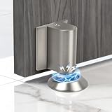 GEEKHOM Magnetischer Türstopper Boden Kleben - Türstopper Magnetisch Ohne Bohren Magnetic Door Stopper Selbstklebend Bodentürstopper Magnet Schwer Türkeil Edelstahl für Tür Floor Wand (Silber)
