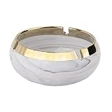 Ashtray for Cigarettes, Ceramic Ash Tray for Indoor or Outdoor Use Marble Print with Gold Edging for