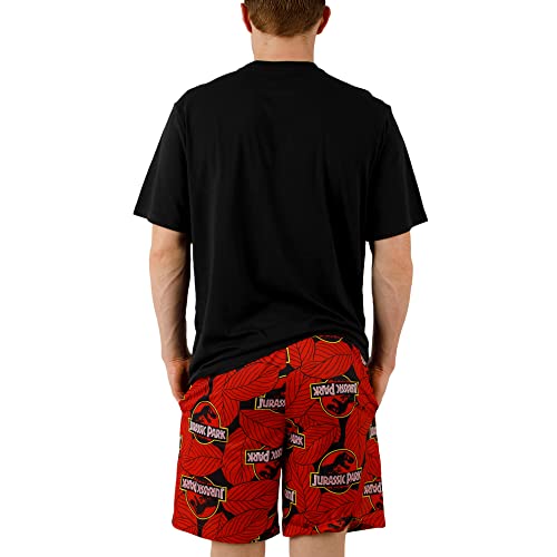 Bioworld Jurassic Park Logo Men's Crew Neck Short Sleeve Tee & Lounge Shorts Combo Set3