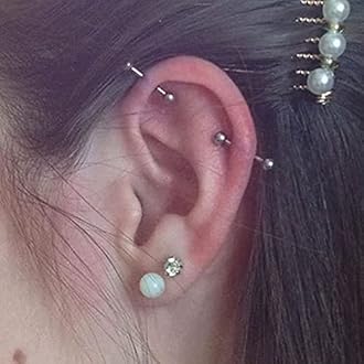 QWALIT Industrial Piercing Jewelry - Industrial Earrings for Women & Men, 16g & 14g, Surgical Stainless Steel Barbell & Bar Piercing