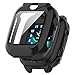 Compatible for Xplora XGO 2 Case, Lamshaw Hard PC Case with Tempered Glass Screen Protector Compatible with Xplora XGO 2 Watch Phone (Black)