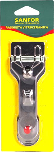 Sanfor Grattoir Multi-usages | Acier Inoxydable | Argent | Taille Unique, Grattoir vitrocéramique et plaques d'induction | Ras Cover