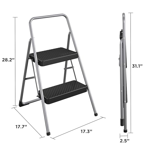 CoscoProducts COSCO 11137PBL1E 2 Household Folding Step Stool, ANSI Type 3, 200 lb Weight Capacity, Platinum by Cosco - Image 8