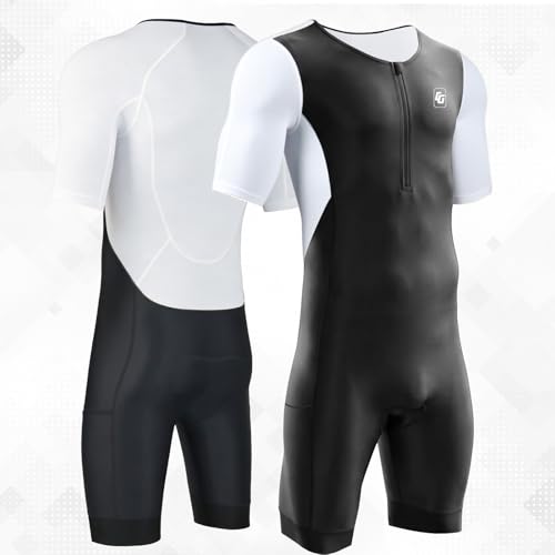 Triathlon Suits Mens One-Piece Sleeveless Trisuits Skin Wet Suit for Running Cycling Swimming