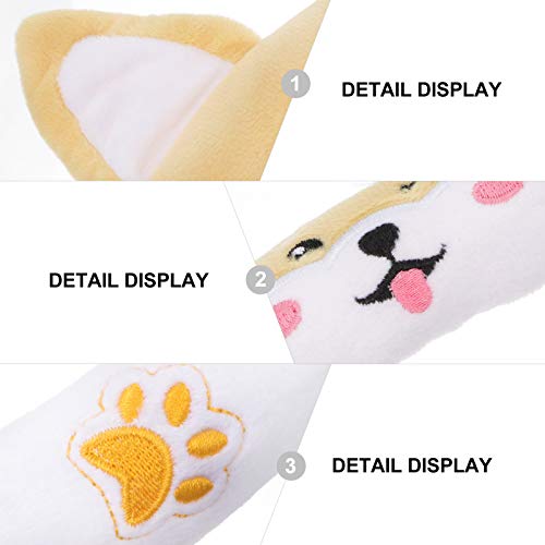 FAVOMOTO Capa de Volante de Carro de Pelúcia Cartoon Corgi Cachorro Capa Protetora de Volante Protet