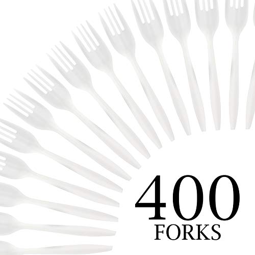 Plasticpro Cutlery 400 Mediumweight White Disposable Plastic Forks #TOP6