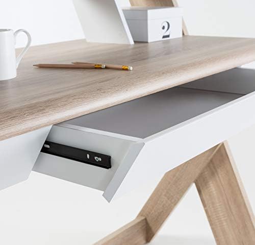 Alphason,AW2110,Aspen Light Oak and White Trestle Desk,Light Oak and White,950x1000x580mm