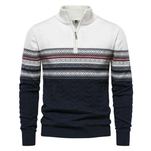 Pull en tricot polyvalent homme avec demi-fermeture éclair col ajustable