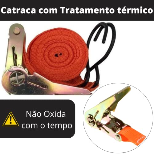 Kit 4 Jogo Fita Cinta Catraca Amarração Carga 4,5mx25mm Moto Carro Caminhão Mudança