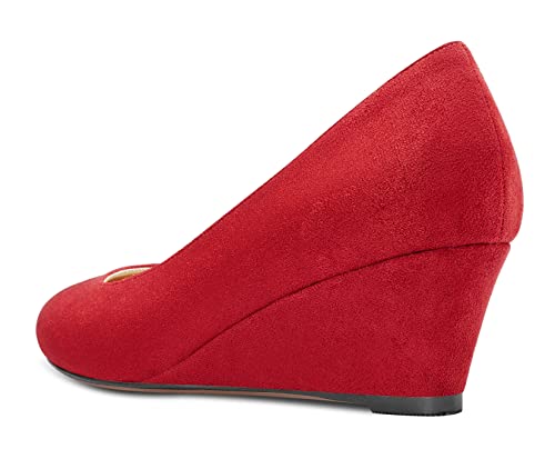 HEUIVZAR Pumps for Women Slip-on Closed Round Toe Block Chunky Wedge Low Heel Pumps Matte Shopping Vacation Classic 2 Inch3