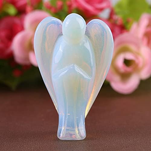 Pocket Guardian Angel, Natural Pocket Guardian Angel Crystal Gemstone Carved Mini Figurine Statue Opal Healing Stone Figurine for Christmas Party Gift