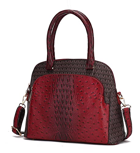 MKF Collection Crossbody Satchel Tote Handbag for Women, Shoulder Bag Strap â PU Leather Pocketbook â Top Handle Woman Purse Red