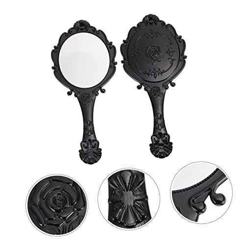 Espejo para Maquillaje Retro de Mano Negro 2 Pzas miniatura 4