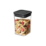 OXO オクソー 保存容器 プラスチック 密閉 1.0L ポップコンテナ キッチン 収納 (食材 調味料 乾物 湿気防止) スモールスクエア ショート マットブラック