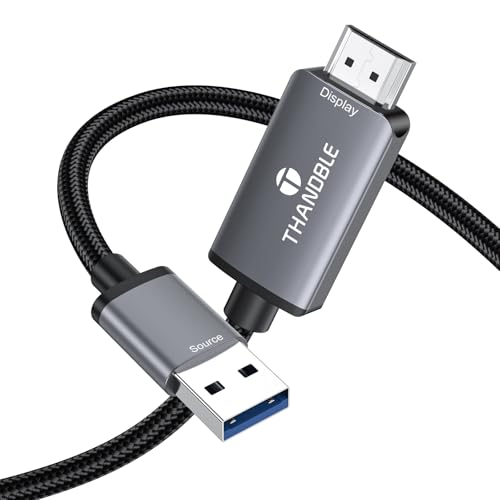 THANDBLE USB to HDMI Adapter Cable 6FT 1080P 60Hz USB A 3.0 to HDMI Adapter for Monitor TV Projector Compatible with Mac OS Windows 7/8/10/11 - Requires Driver Installation