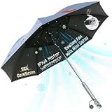 54 inch Golf Umbrella Waterproof with Mister and Fan, Cooling UV Sun Protection Golf Essential, Carry On Bag Airline Approved, Battery Powered, Blue