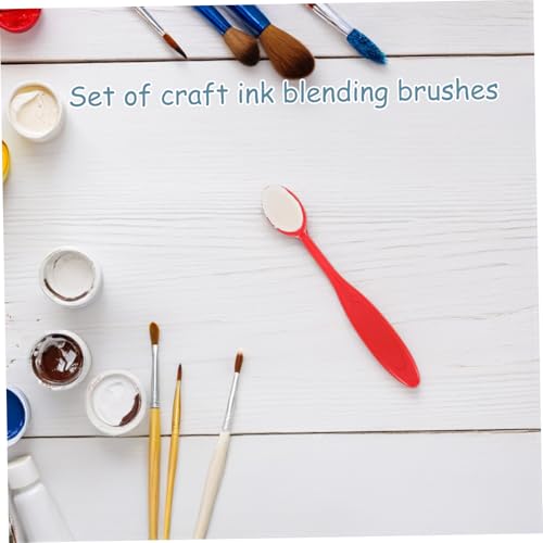 Lurrose 5Pcs Ink Blending Brushes Set for Painting Drawing Card Making Stamping Crafting Art Tools with Soft Synthetic Fibers and Portable Handle