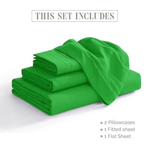 Elegant Comfort Luxurious 1500 Premium Hotel Quality Microfiber 4-Piece Sheet Set, 18-24 Inches Deep - Extra Deep Pocket Sheets - Ultra Soft 4PC Deep Pocket Sheets, Twin/Twin XL, Emerald Green