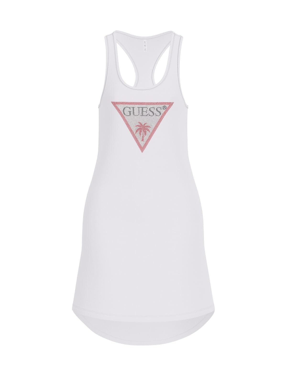 Guess Women's Blanc Triangle Tank Top Rhinestones