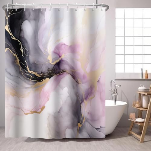 Pink Marble Shower Curtain