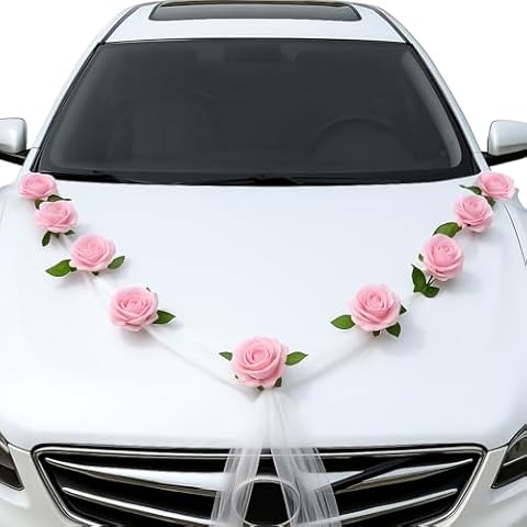 Suncalla Pink Wedding Car Decoration Set Cover