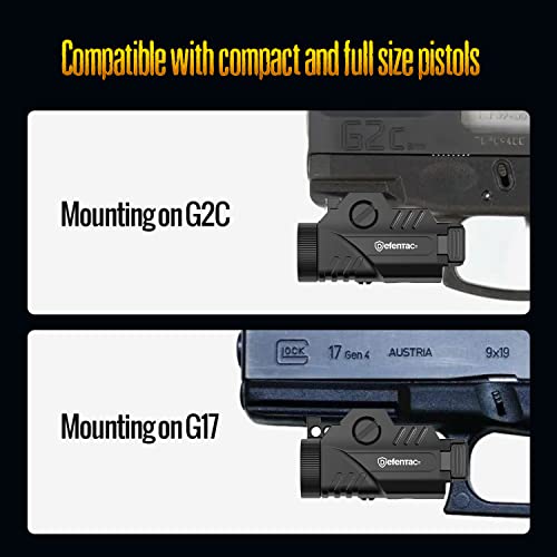 Defentac Pistol Light and Green Laser Sight Combo for Guns, 500lm Tactical Flashlight White LED and Green Beam Combo, Magnetic Charging