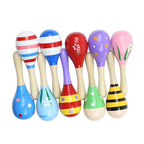 20 Pack 5" Wooden Mini Maracas, Assorted Designs, Perfect Maracas For Kids, Great Party Favor #TOP1