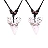 COLORFUL BLING Shark Tooth Pendant Necklaces Shark Teeth Wax Rope Necklace Summer Beach Resin Tooth Shaped Pendant Surfer Leather Necklaces for Women Men