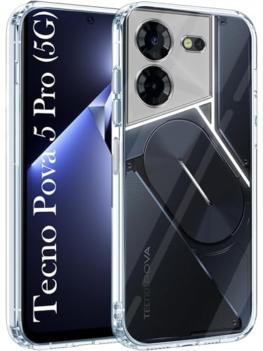 Image of Jkobi Back Cover for Tecno Pova 5 Pro 5G (Silicone Clear Shockproof Case with Camera Protection | Soft and Flexible | Transparent)