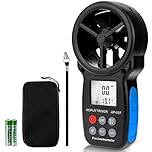 Digital Anemometer Handheld AP-007 Wind Speed Meter Gauges for Measuring Wind Speed/Temperature with Backlit and Max/Min/AVG for Shooting, Measuring HVAC installation, CFM calculation, Duct vents