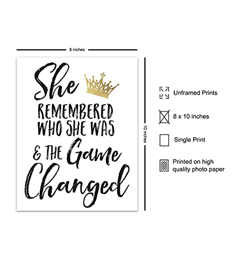 She Remembered Who She Was And The Game Changed Wall Art & Decor - Inspirational Positive Quotes Decor - Encouragement Gifts For Women, Teen Girls - Motivational Sayings Poster #TOP1