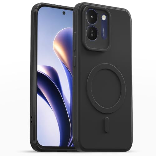 Image of Outlouders Back Cover for Poco M8x 5G | Soft Matte Silicone | Slim Fit | Magnetic-Safe Logo Design (Magnetic-Safe Not Compatible) | Shockproof | Camera Protection Bumper Case (Black)