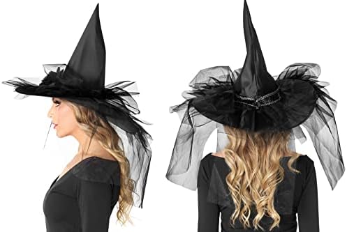 Rubies Deluxe Witch Hat with Tulle for Adults, Women's No Size