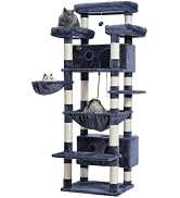 Light Gray 43.3 inch Sturdy Cat Tree Tower for Indoor Cats