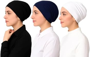 Cotton Beanie Caps, 3 Pack with Black & White Basic, Lightweight Breathable Slouchy Style, One Size Fits Most, for Sports Fashion Daily Wear.