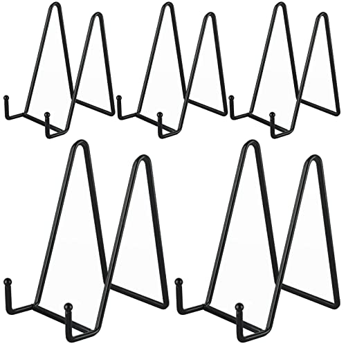 IBosins 5 Pack 6 Inch Plate Holder Display Stands, Metal Black Frame Stand for Picture, Book, Photo...