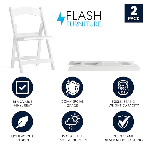 Image of Flash Furniture Hercules Series Folding Chairs for Weddings and Formal Events, Stackable Commercial Event Seats with 1,000-lb. Static Weight Capacity, Set of 2, White