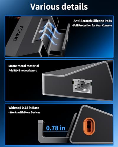 FOMHO Aluminum Alloy Dock Station for Steam Deck (OLED)/ROG Ally/Legion Go/Switch 2/1 – Magnetic Foldable Base, 4K@60Hz HDMI 2.0, 100W PD, USB 3.0, (Attached USB4 Extension Cable) — view 4