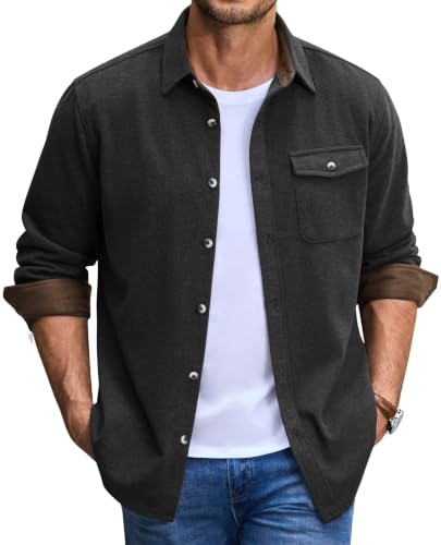 COOFANDY Men's Flannel Shirt Jacket Long Sleeve Button Down